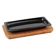 LAVA METAL Cast Iron Plate 30x15cm with a Large Wooden Base - Plate