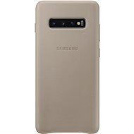Samsung Galaxy S10+ szürke bőr tok - Telefon tok