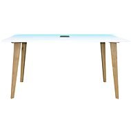SYBERDESK 132 cm x 65 cm - Eiche Massivholz Beine - LED - weiß - Teil 1 - Spieltisch