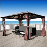 Gazebo with Curtains Aluminium 400 x 300cm Brown - Garden Gazebo