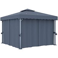Gazebo with curtains 3 x 3 m anthracite aluminum - Garden Gazebo