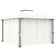 Gazebo with curtains 3 x 3 m creamy white aluminum - Garden Gazebo