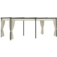 Gazebo with curtains 3 x 6 m cream steel - Garden Gazebo