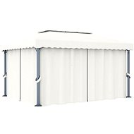 Gazebo with curtains 4 x 3 m creamy white aluminum - Garden Gazebo