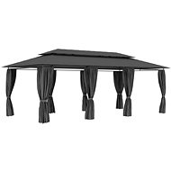 Gazebo with curtains 600 x 298 x 270 cm anthracite - Garden Gazebo