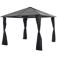 Gazebo with curtains aluminum 3 x 3 m black - Garden Gazebo