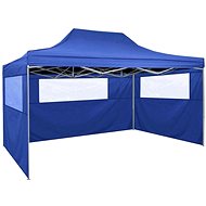 Professional folding party tent 3 sides 3 x 4 m steel blue - Garden Gazebo