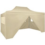 Scissor folding tent 4 side walls 3 x 4.5 m creamy white - Garden Gazebo