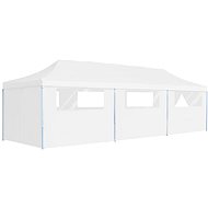Folding scissor tent with 8 side walls 3 x 9 m white - Garden Gazebo