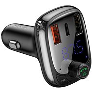 Baseus T-Typed FM Transmitter Bluetooth + nabíječka USB-C / microSD 5A, černá - FM Transmitter