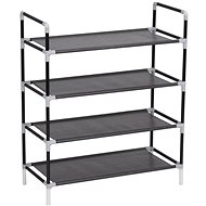 Shoe rack with 4 shelves metal and non-woven fabric black - Shoe Rack