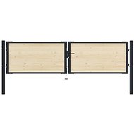 Plotová branka ocel a smrkové dřevo 310×125 cm - Brána