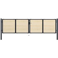 Plotová branka ocel a smrkové dřevo 408×150 cm - Brána