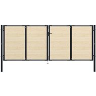 Plotová branka ocel a smrkové dřevo 408×200 cm - Brána