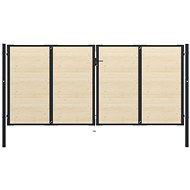 Plotová branka ocel a smrkové dřevo 408×225 cm - Brána