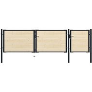 Plotová branka ocel a smrkové dřevo 413×150 cm - Brána