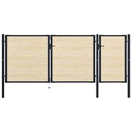 Plotová branka ocel a smrkové dřevo 413×200 cm - Brána