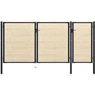 Plotová branka ocel a smrkové dřevo 413×225 cm - Brána