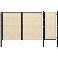 Plotová branka ocel a smrkové dřevo 413×250 cm - Brána