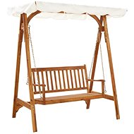 Garden Swing with Solid Acacia Wood Roof - Garden Swing