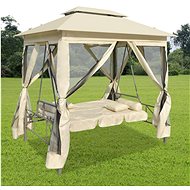Garden Sofa with Gazebo, White Cream - Garden Swing