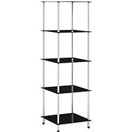Shumee 5patrová police černá 40×40×130 cm tvrzené sklo, 249511 - Knihovna