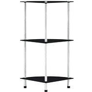 Shumee 3patrová police černá 30×30×67 cm tvrzené sklo, 249519 - Knihovna