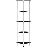 Shumee 5patrová police černá 30×30×130 cm tvrzené sklo, 249521 - Knihovna