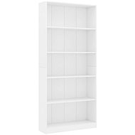 Shumee  s 5 policemi bílá 80×24×175 cm dřevotříska, 800918 - Knihovna