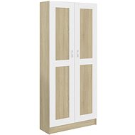 Shumee  bílá a dub sonoma 82,5×30,5×185,5 cm dřevotříska, 802737 - Knihovna