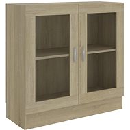Shumee prosklená skříň dub sonoma 82,5×30,5×80 cm dřevotříska, 802744 - Knihovna