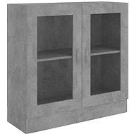 Shumee prosklená skříň betonově šedá 82,5×30,5×80 cm dřevotříska, 802745 - Knihovna