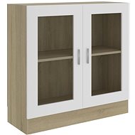 Shumee prosklená skříň bílá a dub sonoma 82,5×30,5×80 cm dřevotříska, 802746 - Knihovna
