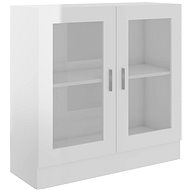 Shumee prosklená skříň bílá vysoký lesk 82,5×30,5×80 cm dřevotříska, 802747 - Knihovna