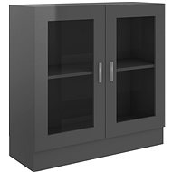 Shumee prosklená skříň šedá vysoký lesk 82,5×30,5×80 cm dřevotříska, 802749 - Knihovna