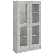 Shumee prosklená skříň betonová šedá 82,5×30,5×150 cm dřevotříska, 802763 - Knihovna