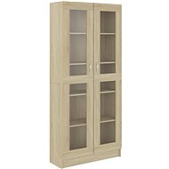 Shumee prosklená skříň dub sonoma 82,5×30,5×185,5 cm dřevotříska, 802771 - Shelving Unit