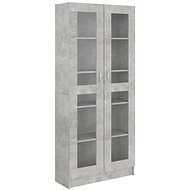Shumee prosklená skříň betonově šedá 82,5×30,5×185,5 cm dřevotříska, 802772 - Knihovna