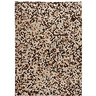Carpet patchwork genuine leather 80x150 cm squares brown and white - Carpet