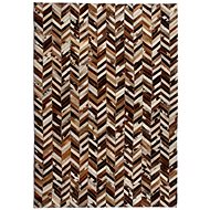 Carpet patchwork genuine leather 120x170cm chevron brown and white - Carpet