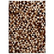 Carpet patchwork genuine leather 80x150 cm triangles brown and white - Carpet