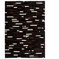 Carpet patchwork genuine leather 80x150 cm stripes black and white - Carpet