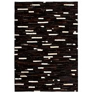 Carpet patchwork genuine leather 120x170 cm stripes black and white - Carpet