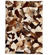Carpet patchwork genuine leather 80x150 cm from pieces brown and white - Carpet