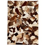 Patchwork rug genuine leather 160x230 cm from pieces brown-white - Carpet