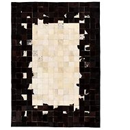 Carpet patchwork genuine leather 80x150 cm squares black and white - Carpet