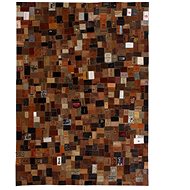 Patchwork rug from jeans signs genuine leather 80x150 cm brown - Carpet