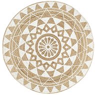 Handmade jute carpet with white print 120 cm - Carpet