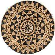 Handmade jute carpet with black print 150 cm - Carpet