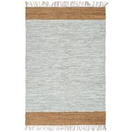 Hand-woven rug Chindi leather 80x160 cm light gray / bronze - Carpet